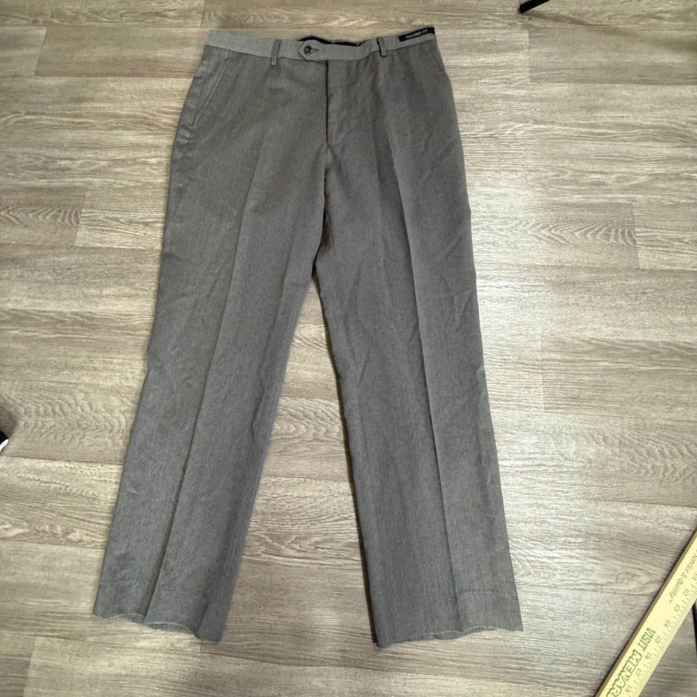 Jos A Bank Executive Grey Wool Tailored Fit Dress Pants Mens 35R Flat Front